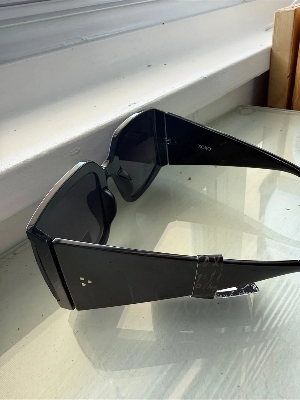 XOXO Women's Black Square Sunglasses with Purple-Gray Gradient Lenses - Picture 3 of 8